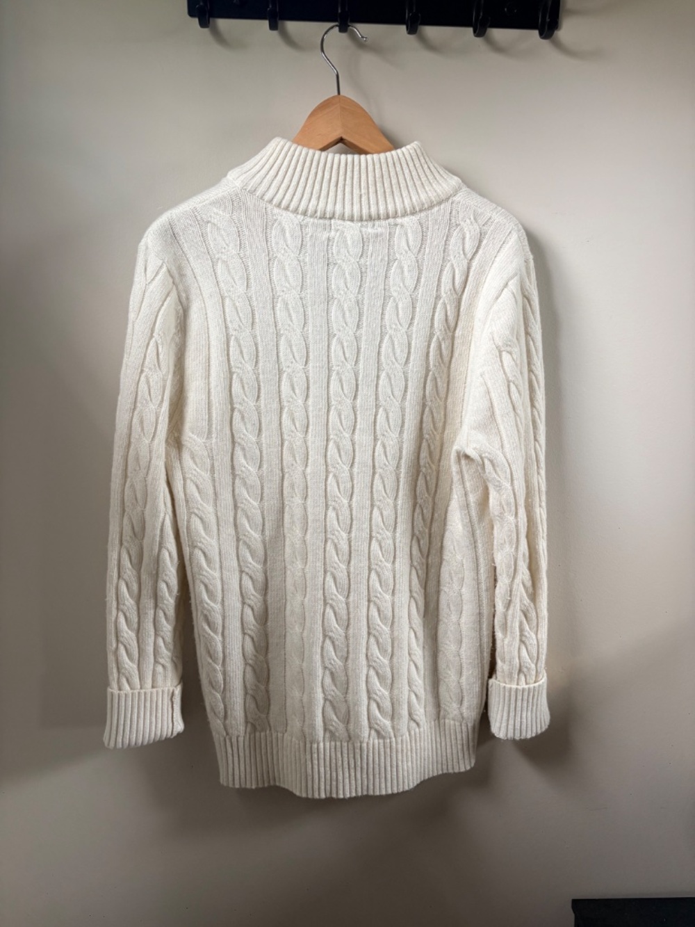 Ralph Lauren Cream Cable Knit Quarter Zip Sweater L - Picture 5 of 8